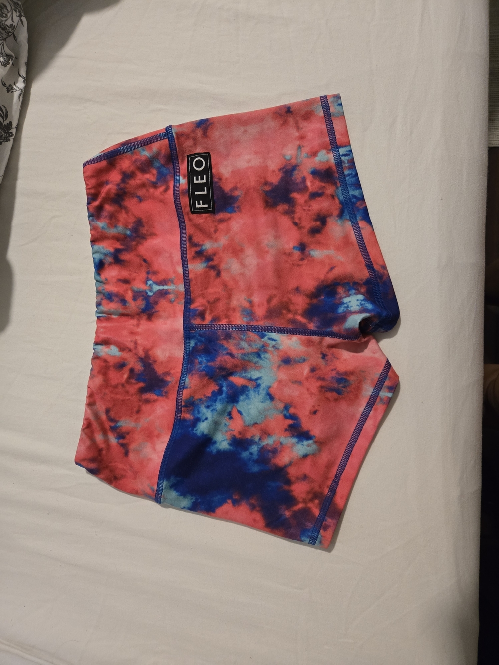 Fleo Tie-Dye High Waist Booty Shorts - Pink & Blue